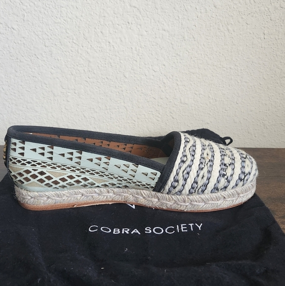 COBRA SOCIETY Molly Flat Espadrille Charcoal Aqua SZ 37/US 6.5 - Picture 3 of 11